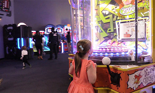 Child playing the Dizzy Chicken game.